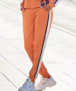 Bench. Sweatpants mit Kontraststreifen und Logobändern Dunkelblau, Creme, Mandarine