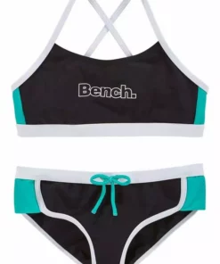 Bench. Bustier-Bikini mit Kontrastdetails Schwarz-mint, Blau-pink