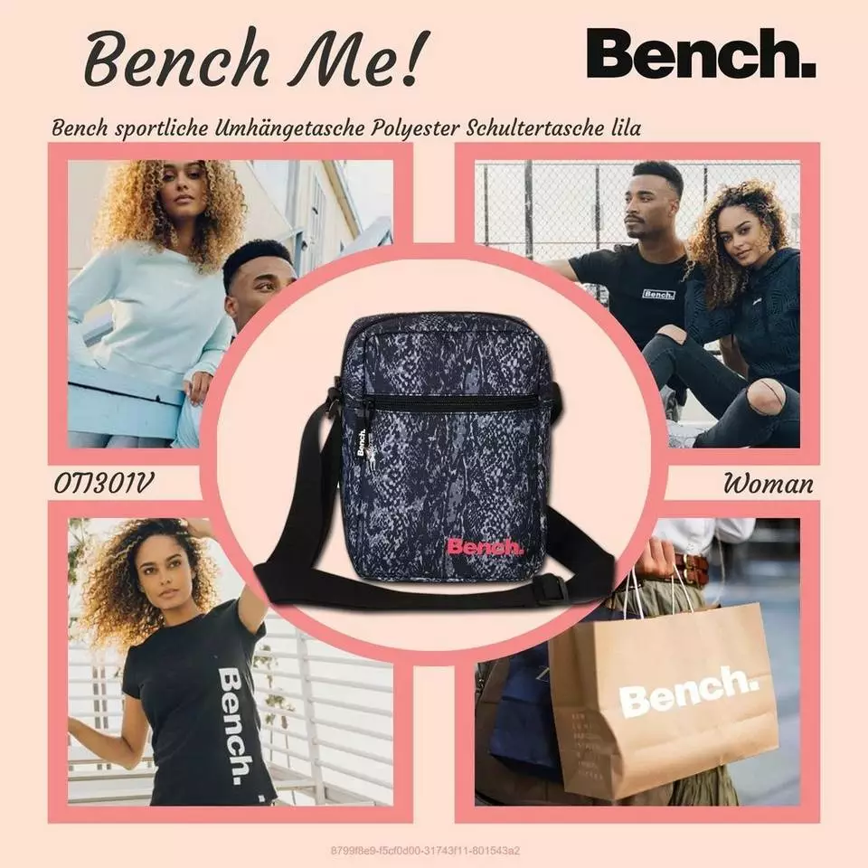 Bench. Umhängetasche »D2OTI301V Bench sportliche Umhängetasche« (Umhängetasche), Damen, Jugend Tasche aus Polyester, Größe ca. 17cm in lila, Schlangenhaut 2 Bench. Umhängetasche »D2OTI301V Bench sportliche Umhängetasche« (Umhängetasche), Damen, Jugend Tasche aus Polyester, Größe ca. 17cm in lila, Schlangenhaut – Bild 2