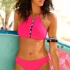 Bench. Bustier-Bikini mit Ziereinsatz vorne Pink, Weiß