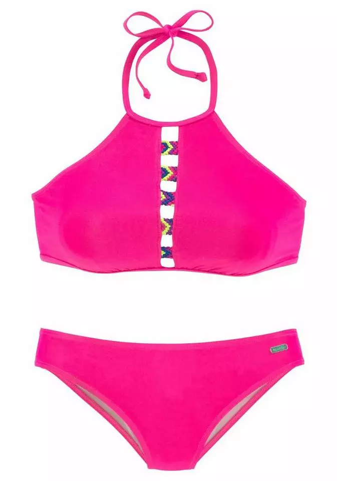 Bench. Bustier-Bikini mit Ziereinsatz vorne Pink, Weiß 2 Bench. Bustier-Bikini mit Ziereinsatz vorne Pink, Weiß – Bild 2