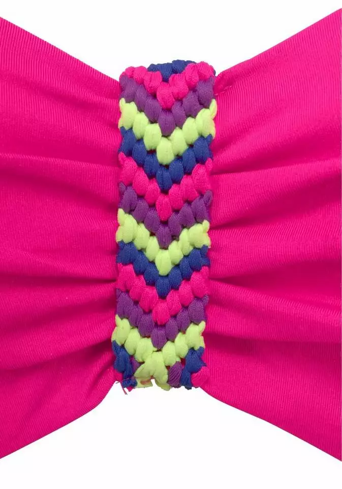 Bench. Bügel-Bandeau-Bikini mit buntem Flechtdetail Weiß, Pink, Schwarz 3 Bench. Bügel-Bandeau-Bikini mit buntem Flechtdetail Weiß, Pink, Schwarz – Bild 3