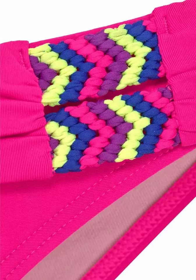 Bench. Bügel-Bandeau-Bikini mit buntem Flechtdetail Weiß, Pink, Schwarz 4 Bench. Bügel-Bandeau-Bikini mit buntem Flechtdetail Weiß, Pink, Schwarz – Bild 4