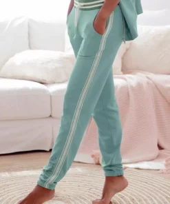 Bench. Relaxhose mit gestreiftem Bund und Glanzprint Grau-meliert, Mint, Apricot