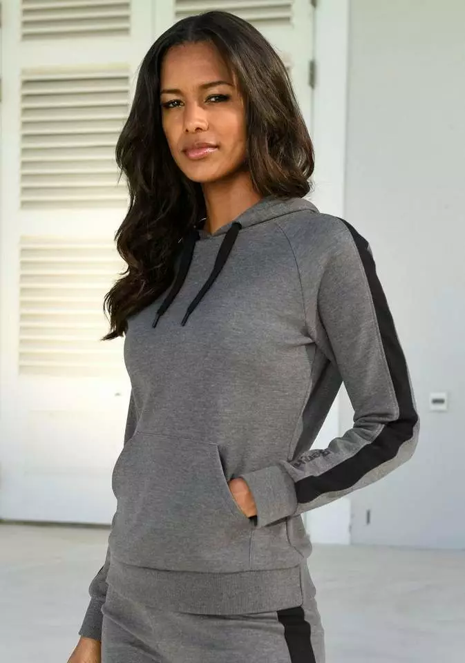 Bench. Kapuzensweatshirt mit Seitenstreifen und Kängurutasche Rosa-schwarz, Anthrazit-meliert-schwarz, Ecru-schwarz, Mint-schwarz 10 Bench. Kapuzensweatshirt mit Seitenstreifen und Kängurutasche Rosa-schwarz, Anthrazit-meliert-schwarz, Ecru-schwarz, Mint-schwarz – Bild 10