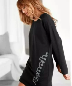 Bench. Sweatkleid mit diagonaler Naht Grau-meliert, Schwarz