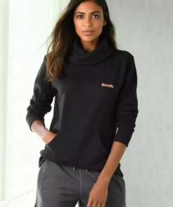 Bench. Sweatshirt mit Stehkragen in Layeroptik Beige-meliert, Mauve-meliert, Jeans-meliert, Schwarz