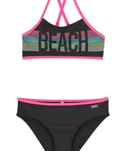 Bench. Bustier-Bikini mit pinken Kontrastpaspeln