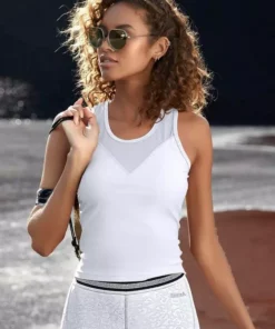 Bench. Sporttop mit Mesh-Einsatz Schwarz, Weiß, Nougat