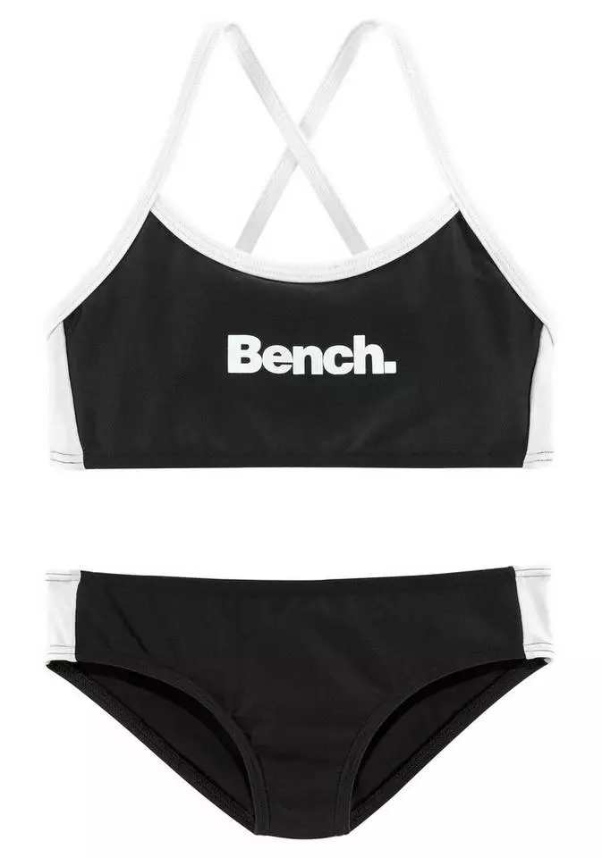 Bench. Bustier-Bikini mit gekreuzten Trägern Blau-weiß, Türkis-schwarz, Pink-schwarz, Schwarz-weiß 6 Bench. Bustier-Bikini mit gekreuzten Trägern Blau-weiß, Türkis-schwarz, Pink-schwarz, Schwarz-weiß – Bild 6