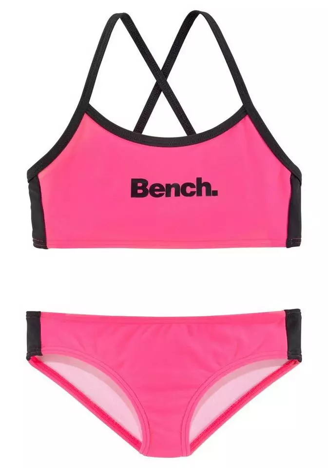 Bench. Bustier-Bikini mit gekreuzten Trägern Blau-weiß, Türkis-schwarz, Pink-schwarz, Schwarz-weiß 4 Bench. Bustier-Bikini mit gekreuzten Trägern Blau-weiß, Türkis-schwarz, Pink-schwarz, Schwarz-weiß – Bild 4
