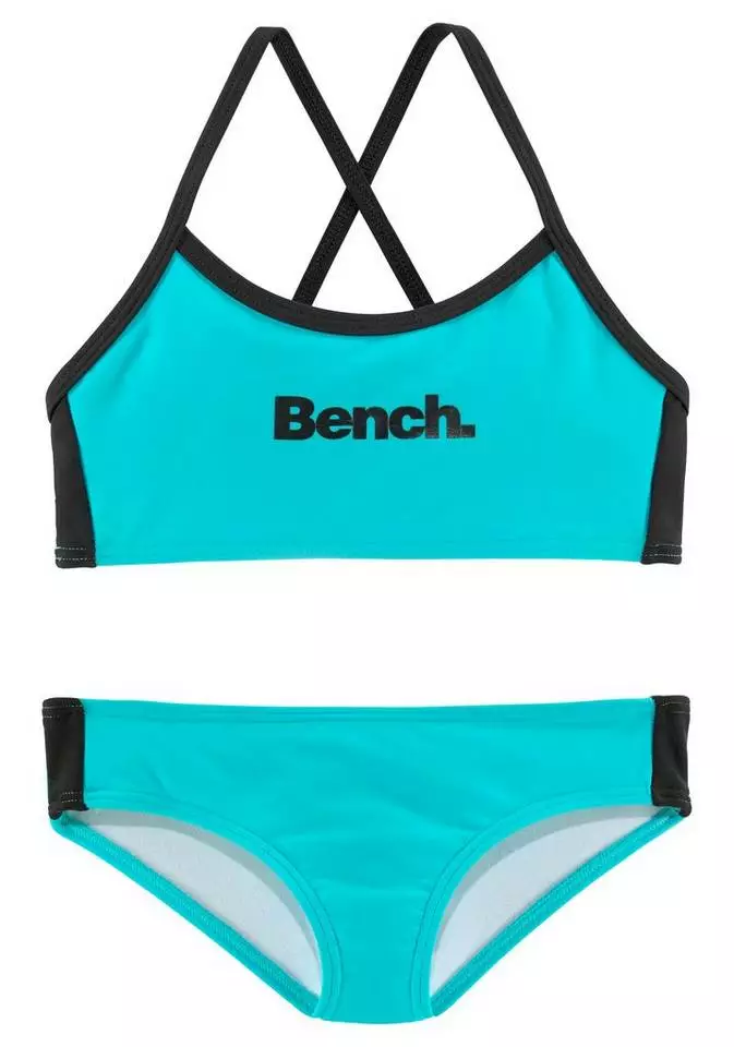 Bench. Bustier-Bikini mit gekreuzten Trägern Blau-weiß, Türkis-schwarz, Pink-schwarz, Schwarz-weiß 5 Bench. Bustier-Bikini mit gekreuzten Trägern Blau-weiß, Türkis-schwarz, Pink-schwarz, Schwarz-weiß – Bild 5