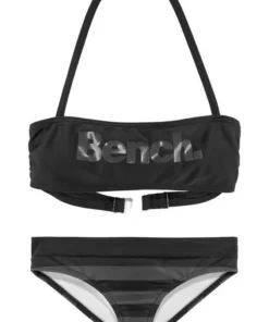 Bench. Bandeau-Bikini mit großem Logoprint Pink-marine, Schwarz-grau
