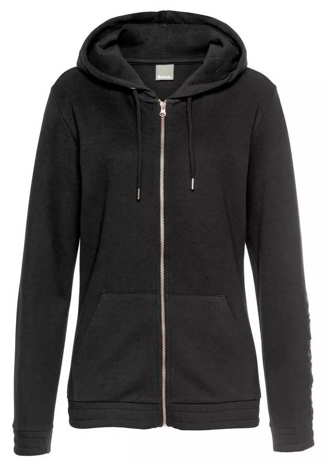 Bench. Kapuzensweatjacke aus Piqué mit 3D-Logoschriftzug Ecru, Black, Old rose 2 Bench. Kapuzensweatjacke aus Piqué mit 3D-Logoschriftzug Ecru, Black, Old rose – Bild 2