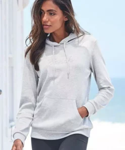 Bench. Kapuzensweatshirt mit glänzender Logostickerei Schwarz, Ecru, Hellgrau-meliert