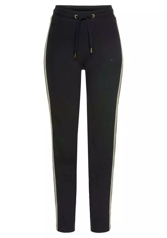 Bench. Relaxhose mit Glitzer Seitenstreifen Rosé, Beige-melange, Schwarz 2 Bench. Relaxhose mit Glitzer Seitenstreifen Rosé, Beige-melange, Schwarz – Bild 2