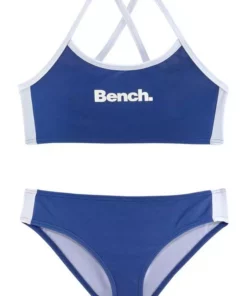 Bench. Bustier-Bikini mit gekreuzten Trägern Blau-weiß, Türkis-schwarz, Pink-schwarz, Schwarz-weiß