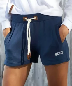 Bench. Sweatshorts mit Kordelzug und Lederimitat-Details Navy, Koralle