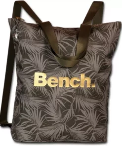 Bench. Cityrucksack »D2ORI303C Bench grün-farbener Rucksack Nylon« (Cityrucksack), Damen, Jugend Cityrucksack, Henkeltasche Nylon, grün, oliv, Größe ca. 40cm, Blätter-Print