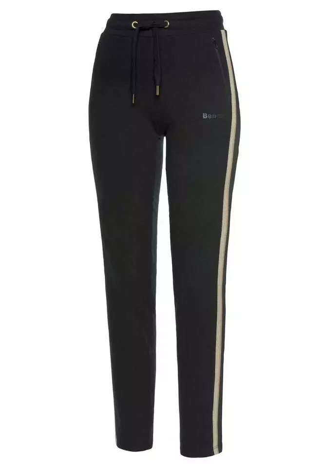 Bench. Relaxhose mit Glitzer Seitenstreifen Rosé, Beige-melange, Schwarz 4 Bench. Relaxhose mit Glitzer Seitenstreifen Rosé, Beige-melange, Schwarz – Bild 4