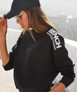 Bench. Sweatshirt mit Logodruck Grau, Schwarz, Altrosa