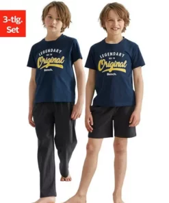 Bench. Pyjama (Packung, 3 tlg) Sommer T-Shirt mit Shorts und langer Hose