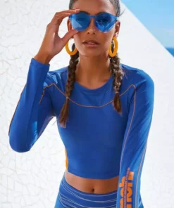 Bench. Langarmshirt in kurzer Form Royalblau, Schwarz