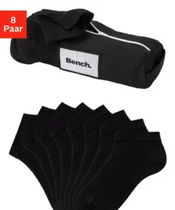 Bench. Sneakersocken (Federtasche, 8-Paar) in ansprechendem Mäppchen mit Reißverschluss 8 x schwarz, 2 x jeansblau-meliert | 2 x rose | 2 x pink | 2 x grau-meliert