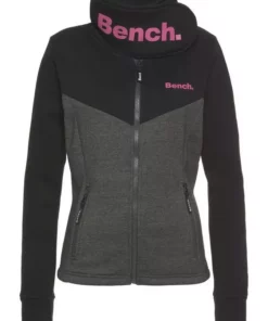Bench. Kapuzensweatjacke »MILEY« mit hochschließendem Kragen mit Klettverschluss Dark-grey, Light-grey
