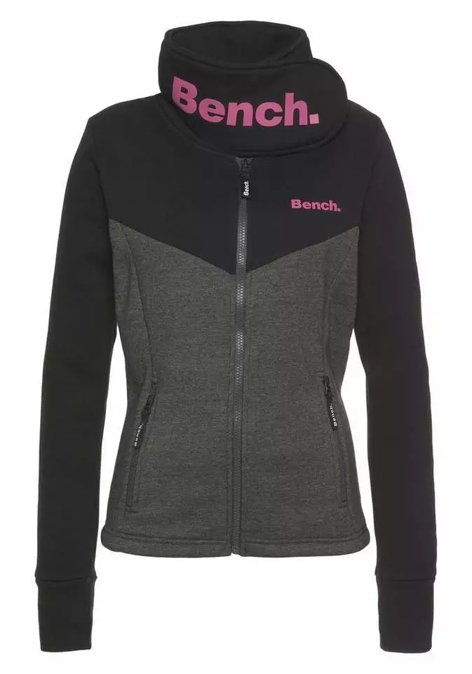 Bench. Kapuzensweatjacke »MILEY« mit hochschließendem Kragen mit Klettverschluss Dark-grey, Light-grey 1 Bench. Kapuzensweatjacke »MILEY« mit hochschließendem Kragen mit Klettverschluss Dark-grey, Light-grey