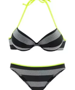 Bench. Push-Up-Bikini »Bench Damen Marken-Push-Up-Bikini, schwarz-grau, C-Cup«