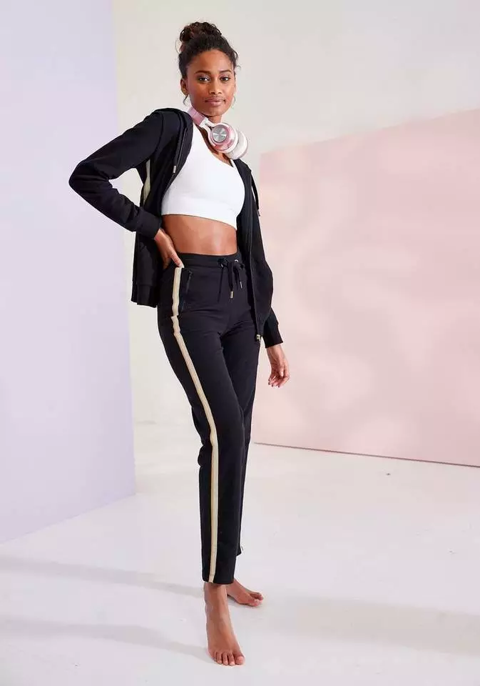 Bench. Relaxhose mit Glitzer Seitenstreifen Rosé, Beige-melange, Schwarz 7 Bench. Relaxhose mit Glitzer Seitenstreifen Rosé, Beige-melange, Schwarz – Bild 7