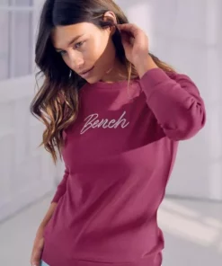 Bench. Sweatshirt mit glänzender Logostickerei Marine, Mint, Beere